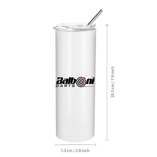 Balboni Darts - 20 oz Custom Skinny Stainless Steel Tumbler w/ Large Balboni Darts Logo Thumbnail